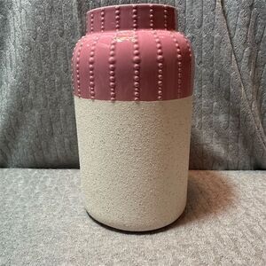 Pink Textured Ceramic Vase 10" Modern Home Decor